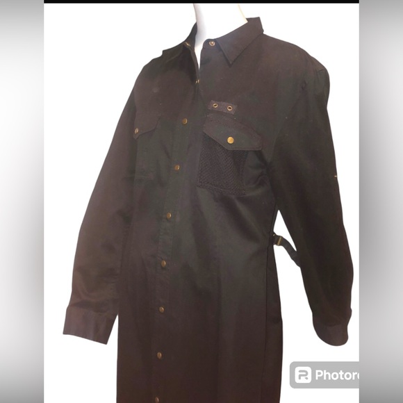 Vintage Lauren Ralph Lauren Safari Outfitters Denim Maxi Utility Dress Size 12 - Picture 4 of 9